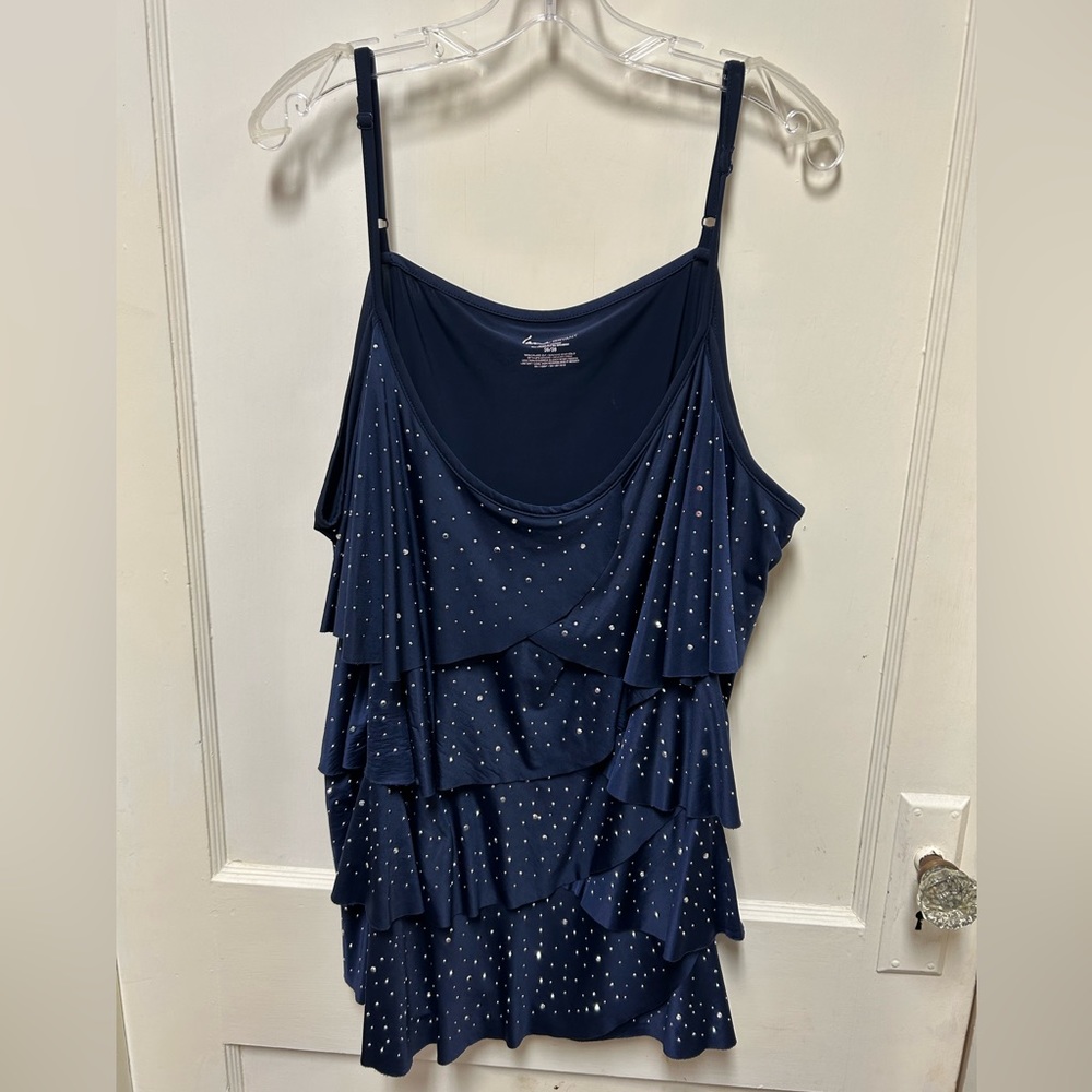 Navy blue layered ruffled tank top from Lane Bryant size 26/28.